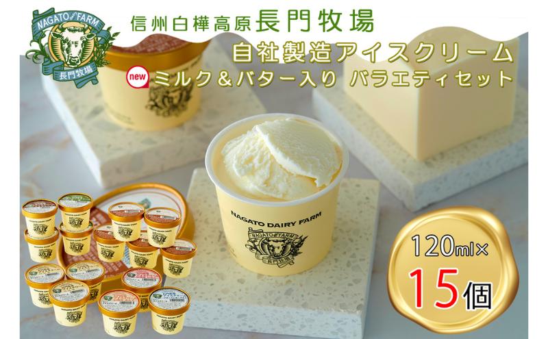 
                  長門牧場アイスクリーム15個プレミアムセットCA-3　プレミアムフレーバー「ミルク＆バター」＋6種のフレーバー詰め合わせ（バニラ、チョコレート、抹茶、ヨーグルト、いちご、あんず）　人気スイーツ　濃厚ミルク　直送　牛乳　生乳　国産　夏ギフト　長野県　贈答品　お土産　お中元　お歳暮　クリスマス
                