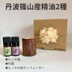 丹波篠山産間伐材使用　ヒノキ葉、杉葉の精油とディフューザーセット