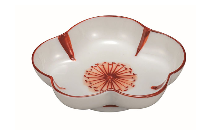 九谷焼　3.2号皿・赤絵花文 a01 民芸品 工芸品 焼き物 食器 