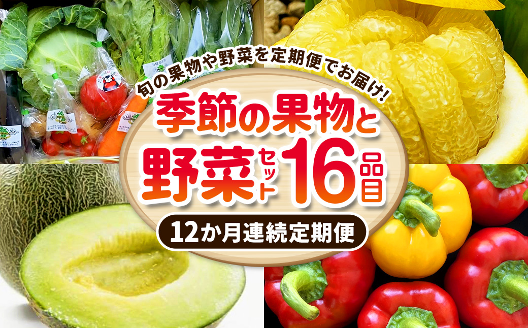 【12か月連続定期便】季節の果物と野菜セット 16品目