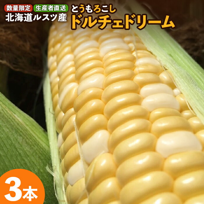 【ふるさと納税】玉手農場 とうもろこし ドルチェドリーム 3本 オンライン 申請 ふるさと納税 北海道 留寿都 野菜 旬野菜 夏野菜 産地直送 新鮮 とうきび トウモロコシ コーン 甘い ミラクルコーン 採れたて 留寿都村【12007】