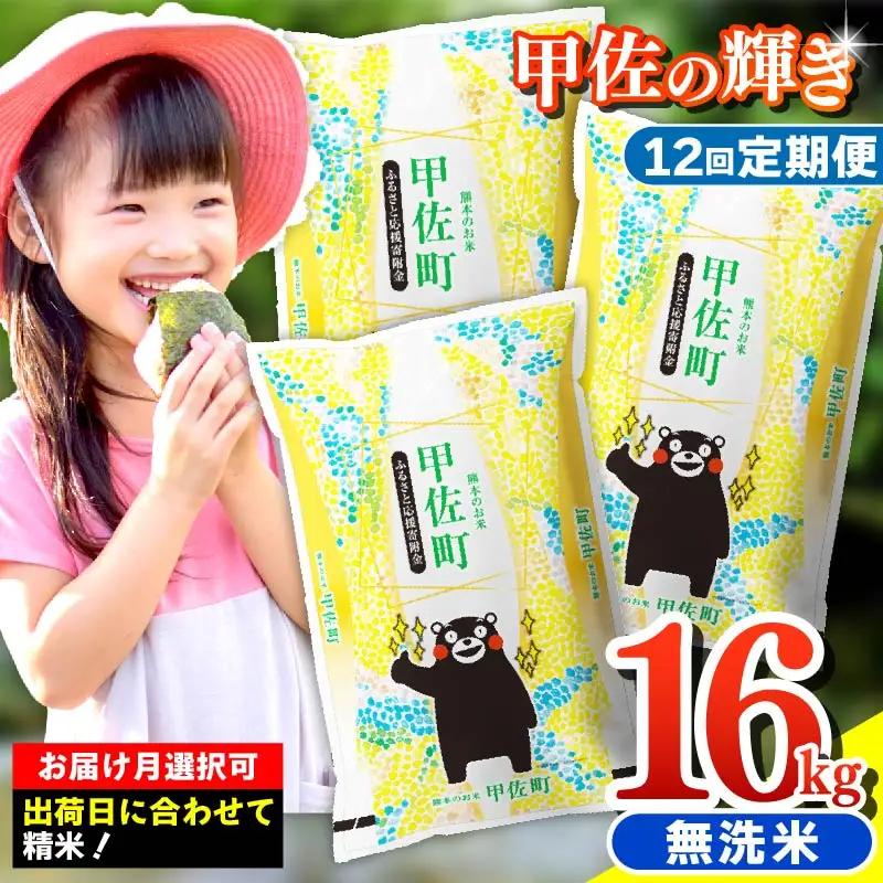 【定期便12ヶ月】 無洗米 ブレンド米 甲佐の輝き 16kg 訳あり 新米 令和8年産 11月より新米発送 【価格改定ZS】
