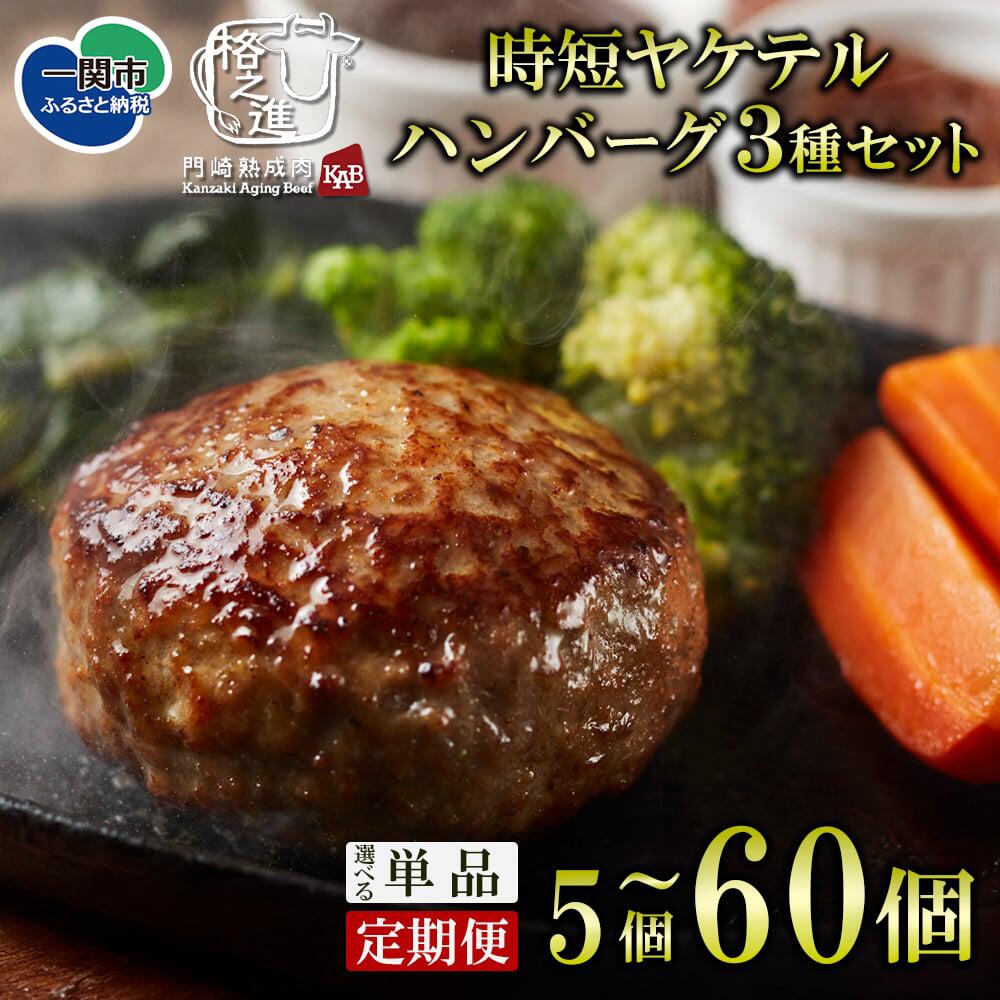 【ふるさと納税】 格之進 ヤケテル ハンバーグ 3種 食べ比べ セット 選べる 120g 合計 5～60個 ふるさと納税 ハンバーグ 食べ比べ ふるさと納税 ハンバーグ 牛肉 豚肉 国産 冷凍 湯煎 個包装 小分け 便利 簡単調理 惣菜 おかず ギフト おすすめ 送料無料 岩手県 一関市