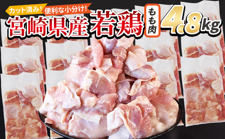 ＜宮崎県産若鶏切身 もも肉 4.8kg（300g×16袋）＞ 翌月末迄に順次出荷 【 からあげ 唐揚げ カレー シチュー BBQ 煮物 チキン南蛮 小分け おかず おつまみ お弁当 惣菜 時短 炒め物 簡単料理 】【b0783_it】