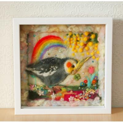 ふるさと納税 糸田町 「うちの子インコ羊毛フェルト刺繍」オーダーメイド　(鳥 インコ)