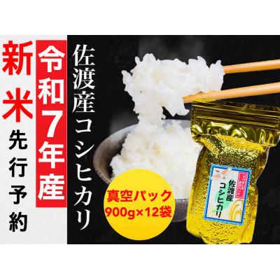 ふるさと納税 佐渡市 【令和7年産新米】佐渡産コシヒカリ そのまんま真空パック 900g×12袋セット