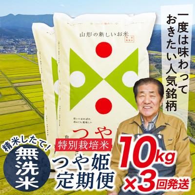 ふるさと納税 最上町 【毎月定期便】買い忘れなしで美味しい特別栽培米つや姫10kg(無洗米)が届く全3回