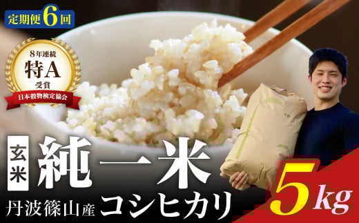 定期便6回【令和７年産】丹波篠山産　コシヒカリ　玄米　5kg 兵庫県 丹波篠山市 げんまい 100％単一原料米 産地直送米 贈答 おいしい お米 コシヒカリ ブランド おこめ 健康 ギフト 内祝い 贈り物 送料無料 おすすめ 人気 口コミ