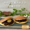 【ふるさと納税】みかさと栗みかさ(バター入りの皮)の2種詰合せセット　10ヶ入り　別名『どらやき』もちもちが自慢!【1435843】