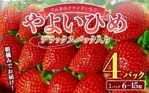 朝摘みでお届け！ぐんまのブランドいちご「やよいひめ」 デラックスパック入り大粒 4パック イチゴ 苺 期間限定 フルーツ 果物 F4H-0682