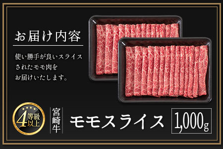 ＜数量限定!!＞宮崎牛 モモスライス 1,000g 肉質等級4等級 国産 人気 おすすめ【C437-S】