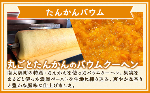 素材にこだわった南大隅町の手作りスイーツ　バウムクーヘン 2個セット ( プレーン ・ たんかん )