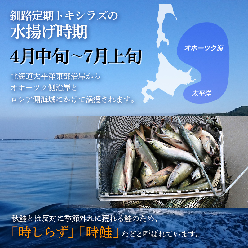 特大 船上活じめ釧路定置トキシラズ5切れ 肉厚 鮭 サケ 魚 海鮮 トキシラズ 時鮭 鮭切身 シャケ 冷凍 おかず F4F-4665