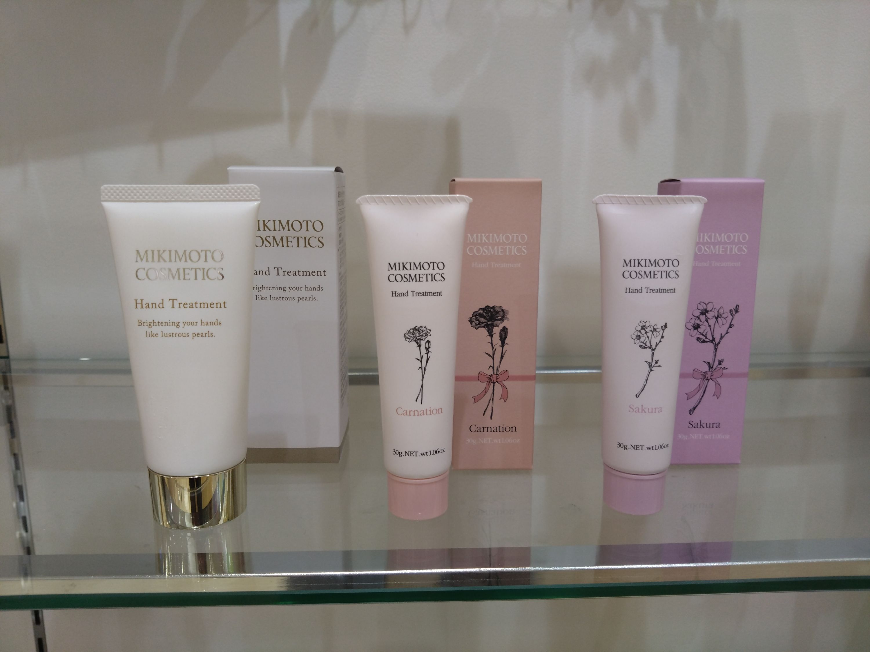 1855 ミキモト コスメティックス　ハンドクリーム5点セット　ミキモトクループ 御木本製薬 伊勢志摩産真珠成分 超純水 ハンドクリーム 無香料 桜 カーネーション うるおい みずみずしい なじみやす