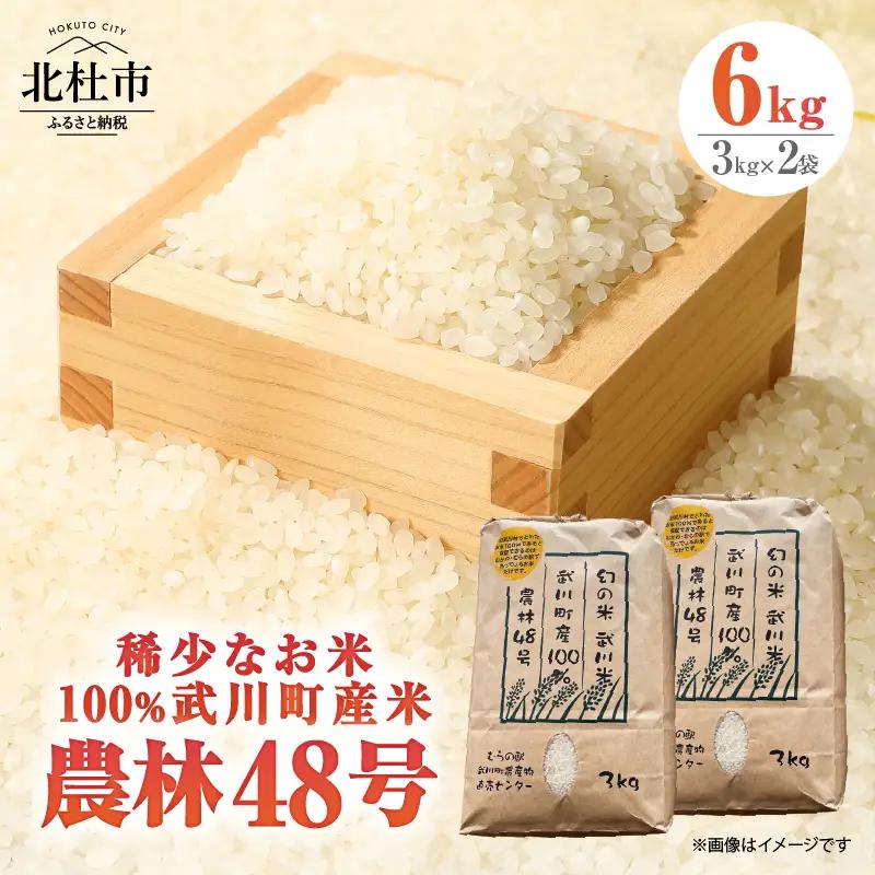 【令和7年度米】山梨最大の米処　北杜市武川町産　幻の米　農林48号3kg×2袋 粘り 甘味 冷めても美味しい 山梨最大の米処 [h057]