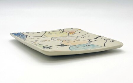 カラフル猫いっぱい皿 small【716】_HA1715