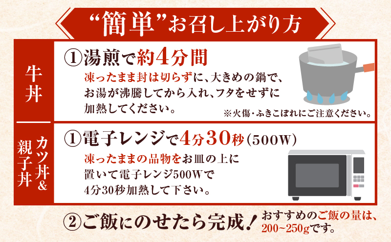 【全12回定期便】鹿児島の丼の具3種セット（1人前）　K258-T05_01c