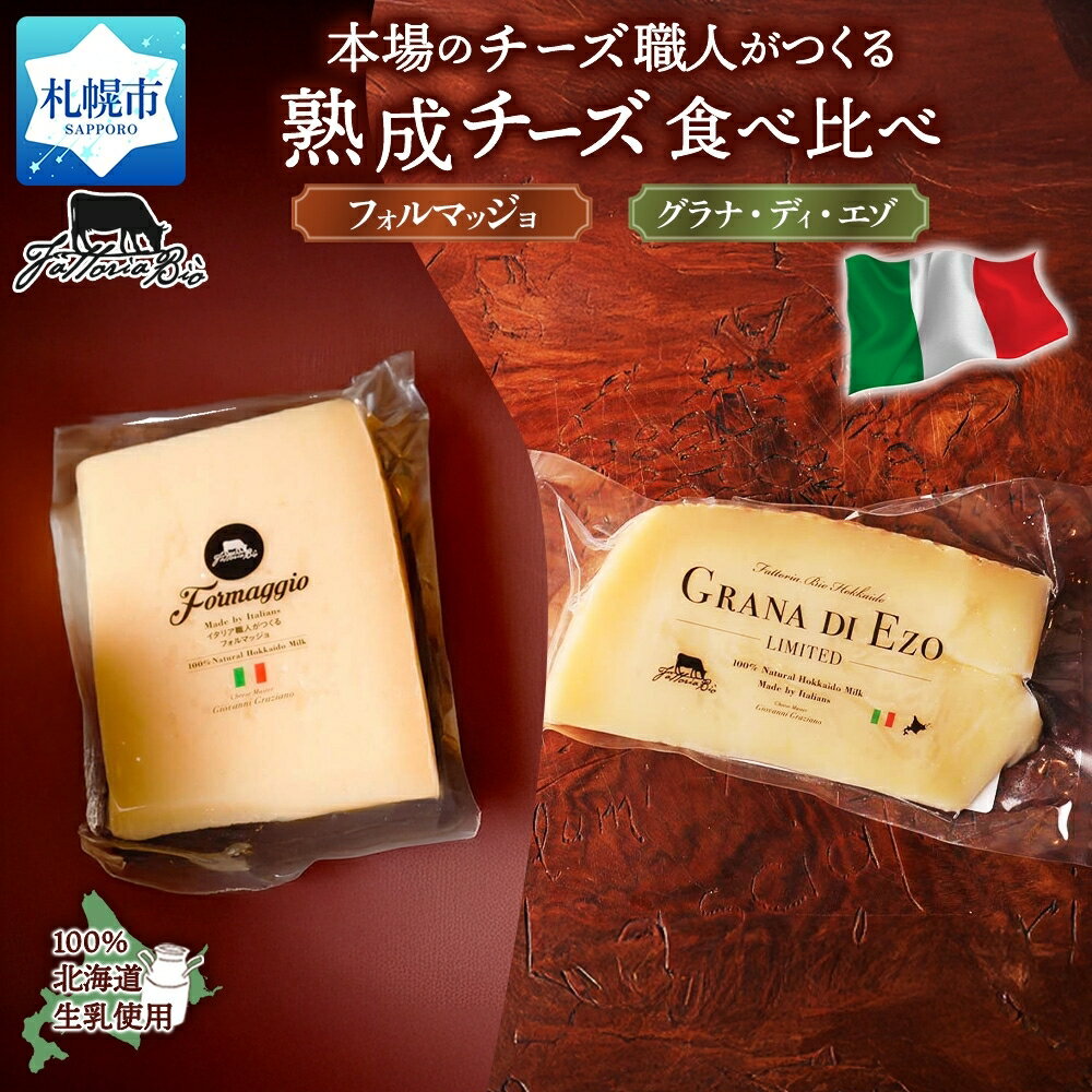 【ふるさと納税】 北海道産 チーズ 2種 セット 計200g フォルマッジョ プレーン グラナディエゾ 本格 熟成チーズ セミハード 本場 イタリア チーズ職人 話題 グルメ 食べ比べ 詰め合わせ おつまみ 乳製品 お取り寄せ ファットリアビオ 北海道 札幌市
