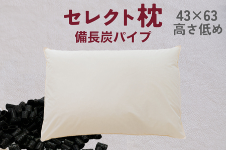セレクト枕 備長炭パイプ 標準タイプ 低め（43×63cm）