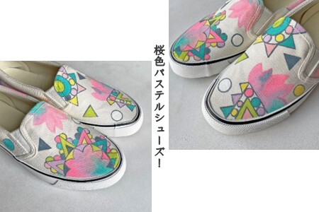 手描きスニーカー「sakura S」 スリッポン ワイズ 2E 22.0～28.0cm【受注制作】ハンドペイント 花柄 カジュアルシューズ おすすめ おしゃれ 大人かわいい オリジナル