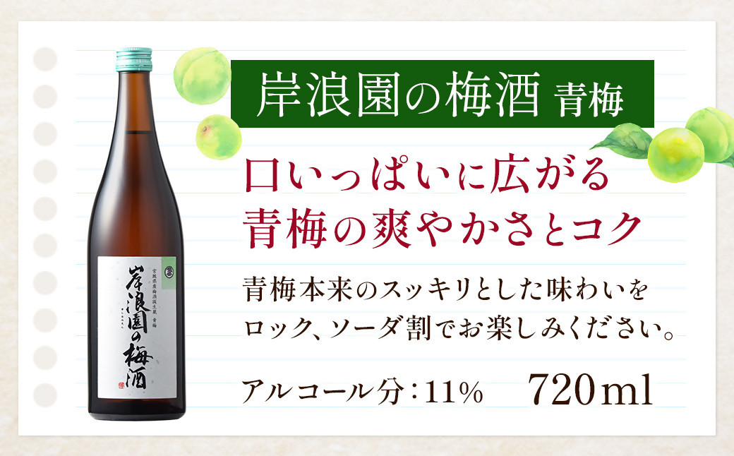 【宮城県角田市の梅酒】岸浪園の梅酒　青梅　720ml×1本