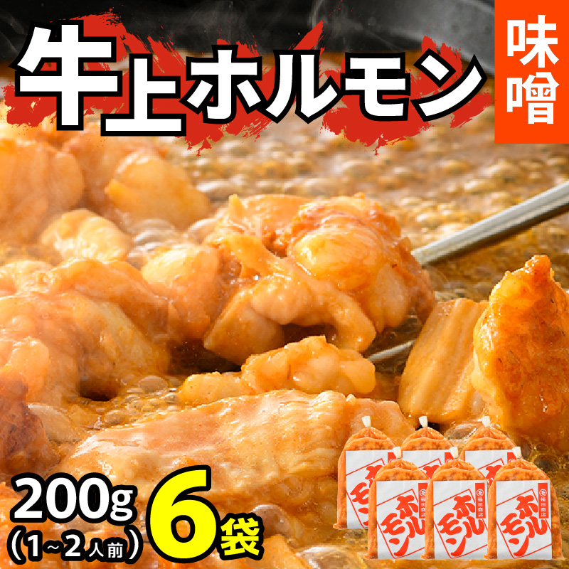 牛味噌 上ホルモン 200g×6袋（1～2人前×6袋） 計1.2kg ＜絶品！炒めるだけ簡単！＞ ／ 価格下げました！ 味付け 肉 焼肉 BBQ バーベキュー もつ ホルモン 小分け おつまみ 冷凍 アウトドア やみつき 人気