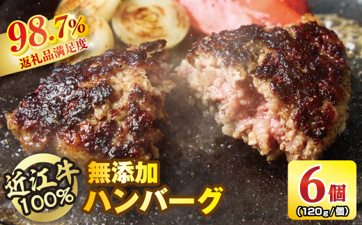 近江牛100％【無添加】食べ応え抜群！超あらびきワイルドハンバーグ　720g（約120g×6個）【FO18W】