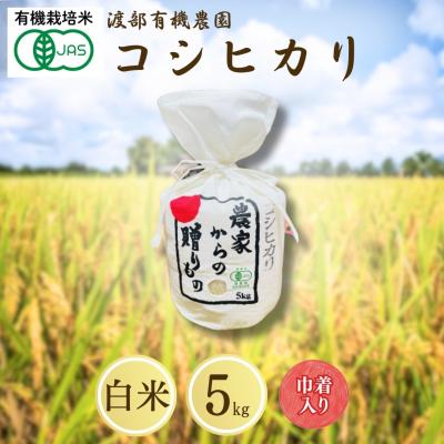 ふるさと納税 南相馬市 JAS有機米 コシヒカリ 白米 5kg 巾着入 令和7年産 有機米 渡部有機農園 cn001-ae