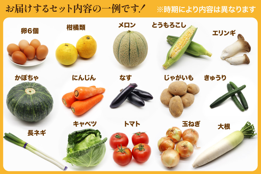 BF059 【12回定期便】旬の野菜・フルーツ (12〜14品目)・卵 (6個) おまかせ セット【 野菜 果物 卵 やさい くだもの 果物 タマゴ たまご 詰め合わせ 江戸屋 長崎県 島原市 】_イ