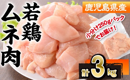 
                  【数量限定】鹿児島県産若鶏ムネ肉(計3kg・250g×12P) 若鶏 ムネ 冷凍【株式会社羽根】A574-v01
                