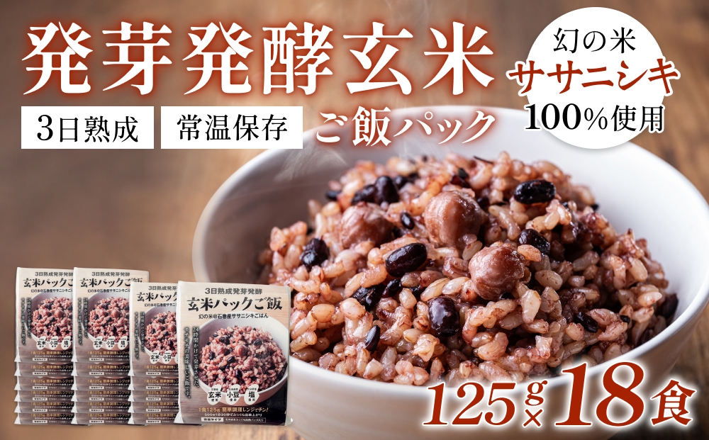 【常温】3日熟成発芽発酵玄米ご飯パック 18食 幻の米@石巻産ササニシキごはん