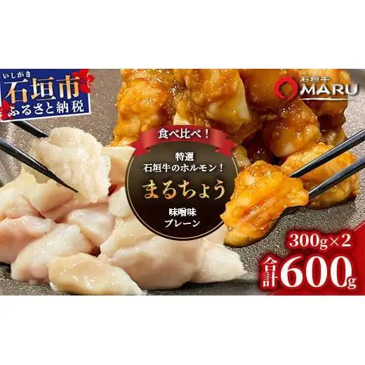 希少な特選石垣牛のホルモンをご家庭で！！マルチョウ300g×2パック 秘伝の味噌味とプレーンの食べ比べセット【 沖縄 石垣 和牛 石垣牛 希少 特選 肉 味噌 みそ 味付 ホルモン マルチョウ 冷凍 小分け 】IM-18