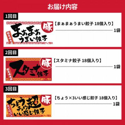 ふるさと納税 宇都宮市 【毎月定期便】宇都宮餃子　運気アップ豚餃子3種お試しコース(毎月1種・18個入り・冷凍)全3回 |  | 01