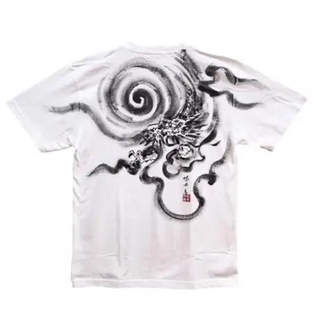 手描きTシャツ 日本画 龍神 白 (半袖 Mサイズ)【1615182】