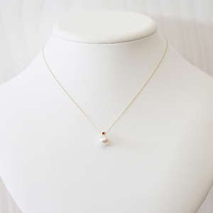 S101-501_あこや真珠 ペンダント ネックレス 8mm - 8.5mm ホワイトピンク 誕生石 １月 ガーネット 半貴石 本真珠 K18