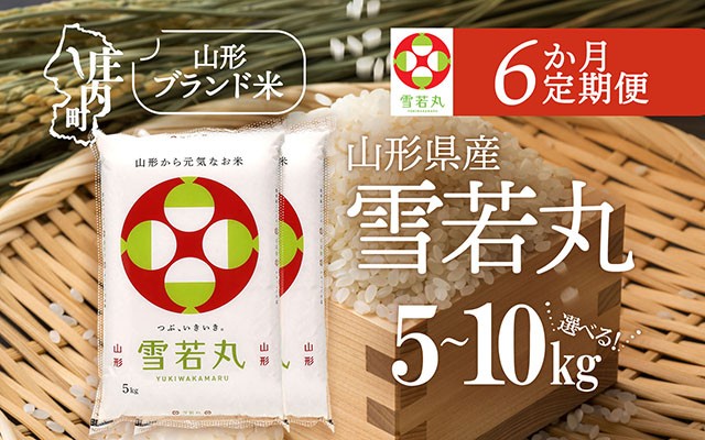 
                  【6か月定期便】山形米6か月定期便！雪若丸 選べる配送開始月 内容量 5kg / 6kg / 10kg 令和7年産 / 令和8年産 ブランド米 米 山形 庄内平野 定期【毎月中旬発送】
                