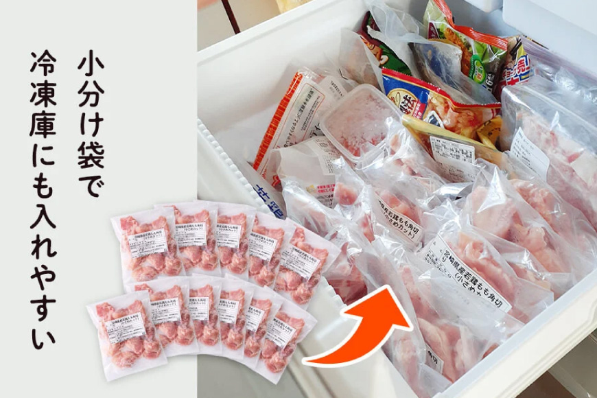 定期便 12回 肉 宮崎県産若鶏モモ切身IQF 3kg×12 計36kg[九州児湯フーズ 宮崎県 美郷町 31aj0041] 冷凍 小分け 個包装 鶏肉 鶏もも肉 もも モモ もも肉 モモ肉_イメージ