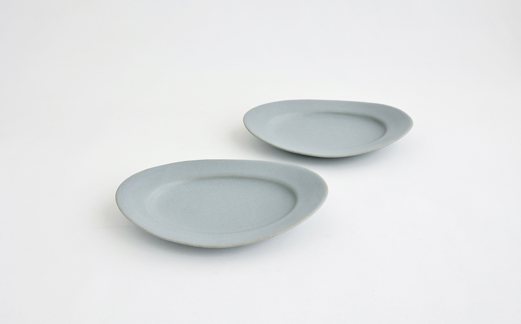 
                  【Awabi ware】 オーバル皿S ペアセット （青マット×２） 《決済から3ヶ月前後で発送》
                