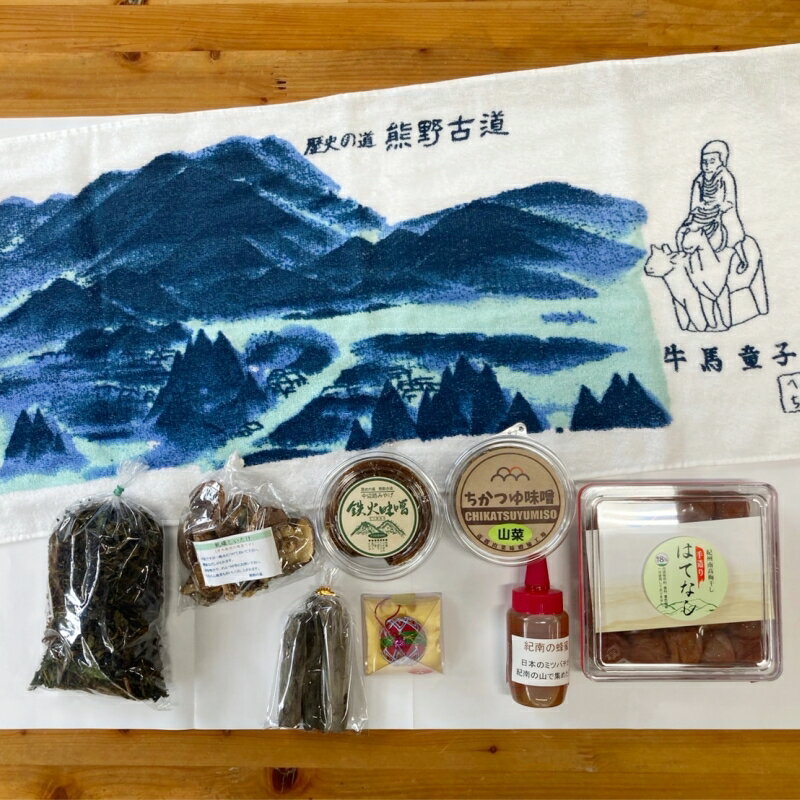 【ふるさと納税】中辺路ふるさとセット6,500円分 / 田辺市 紀州備長炭 備長炭 炭 紀州南高梅 南高梅 梅干し 梅干 梅 山菜みそ 番茶 原木しいたけ 椎茸 シイタケ はちみつ 蜂蜜 タオル てまり セット 詰め合わせ