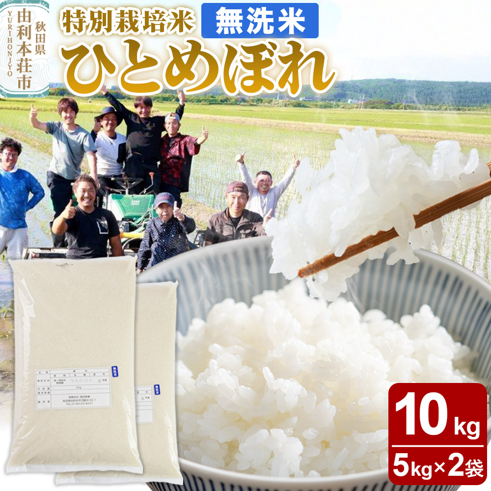 【無洗米】秋田県由利本荘市産 特別栽培米 ひとめぼれ 10kg（5kg×2袋）令和7年産