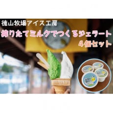 徳山牧場アイス工房の搾りたてミルクでつくるジェラート4個セット