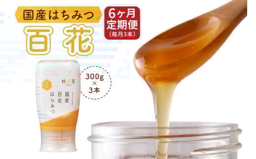 [6ヶ月定期便]《国産はちみつ》百花 (300g×3本) [1031]