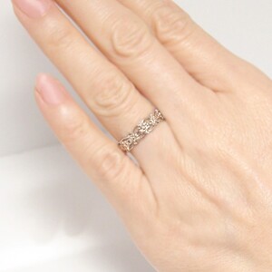 K18ピンクゴールド「透かし柄」地金デザインリング【 32056-3】