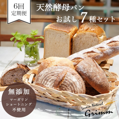 6回定期便 天然酵母 パン セット(食パン×2種・バケット×1種・カンパーニュ×4種 計7種)《国産小麦 フランス産小麦 有機 無添加 詰め合わせ セット》※北海道・沖縄・離島への配送不可