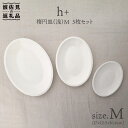 【ふるさと納税】【波佐見焼】h+ 楕円皿 (浅) プレート M 5枚セット 食器 皿 【堀江陶器】 [JD19]