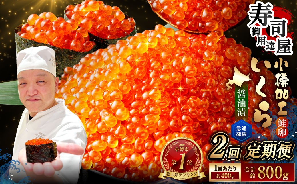 
            【2回定期便】 いくら醤油漬 約400g（約200g×2パック）×2回 計約800g いくら醤油漬け いくら イクラ 醤油漬 醤油漬け 冷凍
          