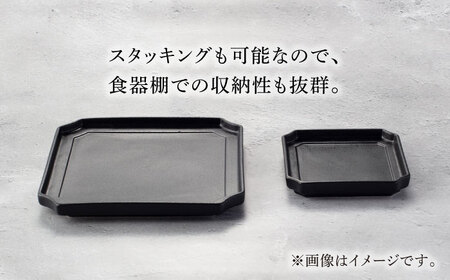 【美濃焼】隅切 プレート 16cm・10cm 2サイズ4点セット イラボベージュ×イラボトルコ【一洋陶園】食器 皿 プレート スクエアプレート 角皿 小皿 取り皿 ケーキ皿 シャビー ベージュ エクリ