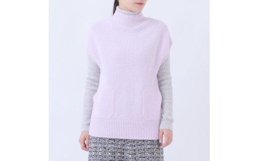 ルーエンローズ カシミヤ ビルドネックジレ（ラベンダーピンク） ニット ファッション おしゃれ 日本製 秋 冬 プレゼント ギフト RU2311-04