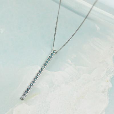 ふるさと納税 大津市 【プラチナ900 ラボブルーダイヤネックレス 0.095ct】70cm ロングバーペンダント Pt