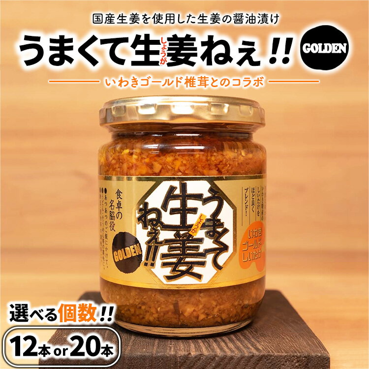 【ふるさと納税】＼レビュー投稿でお米プレゼント／【選べる個数】うまくて生姜ねぇ!!ゴールデン【しょうが 国産 醤油漬け しいたけ ごはんのお供 お弁当 調味料 おつまみ 肴 薬味 隠し味 猪苗代町 福島県】